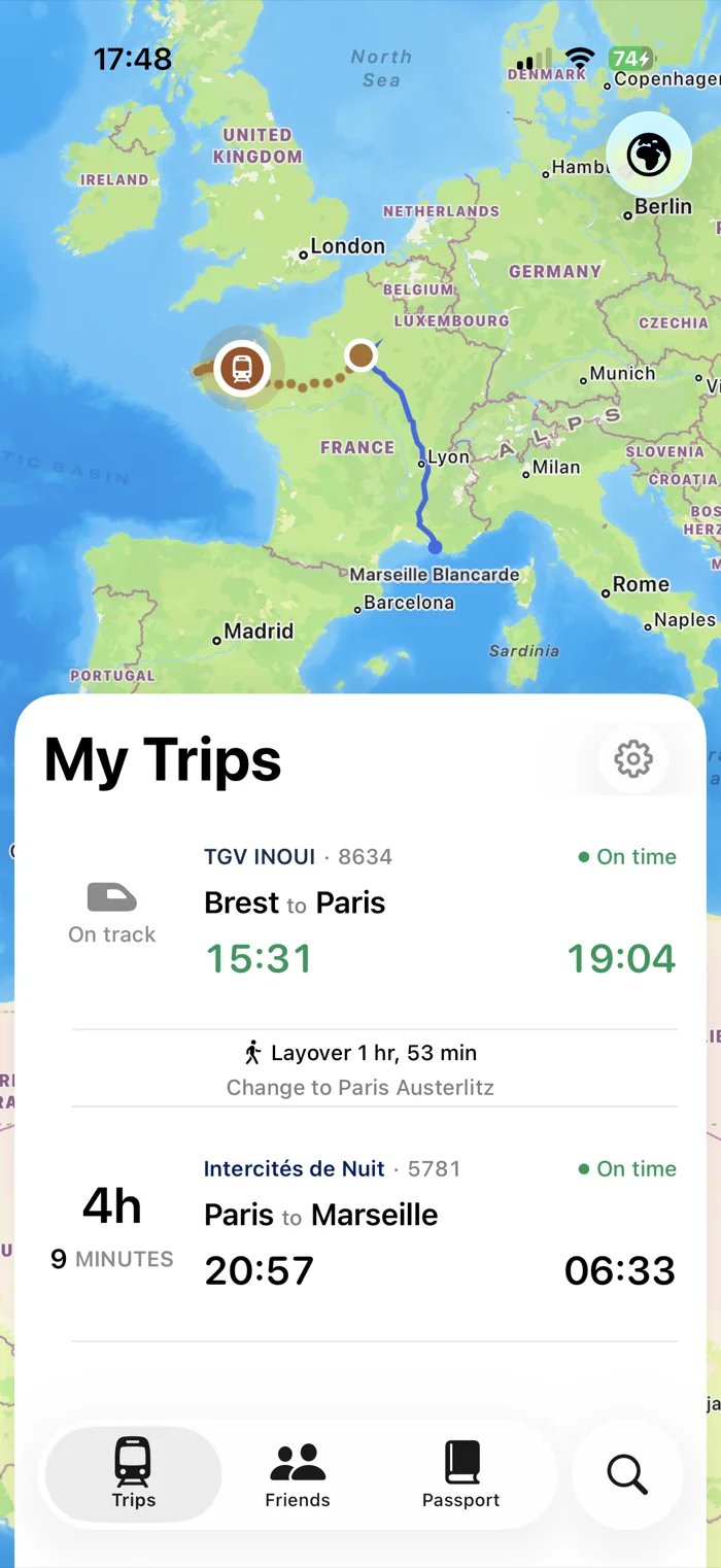Railora — My Trips, live map